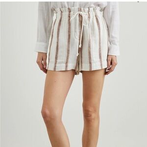 Rails NWOT Foster 100% Linen Shorts in Coconut Stripe